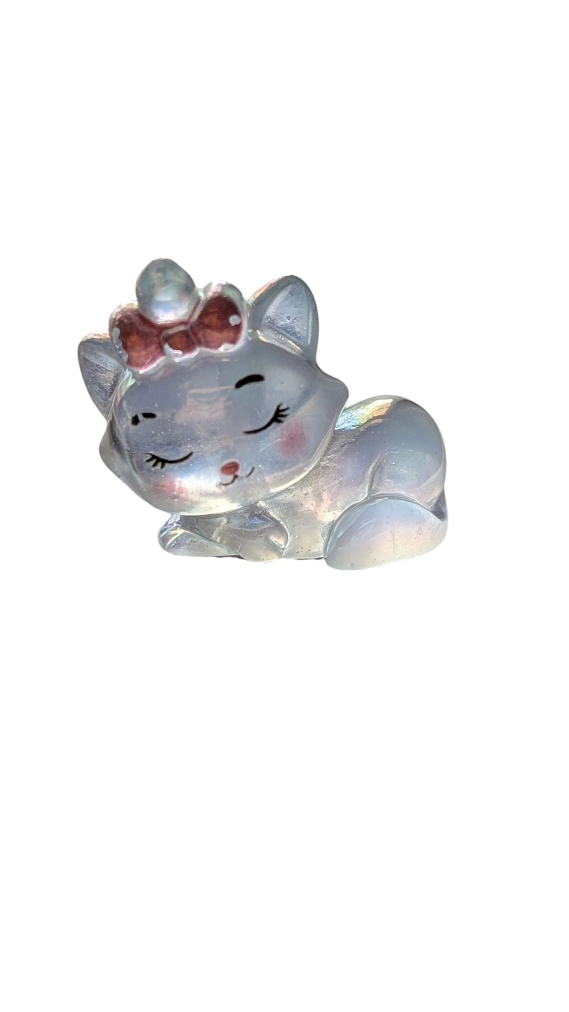 UV Coating Cute Clear Cat Marie Acrylic Beads, Around 35*25MM