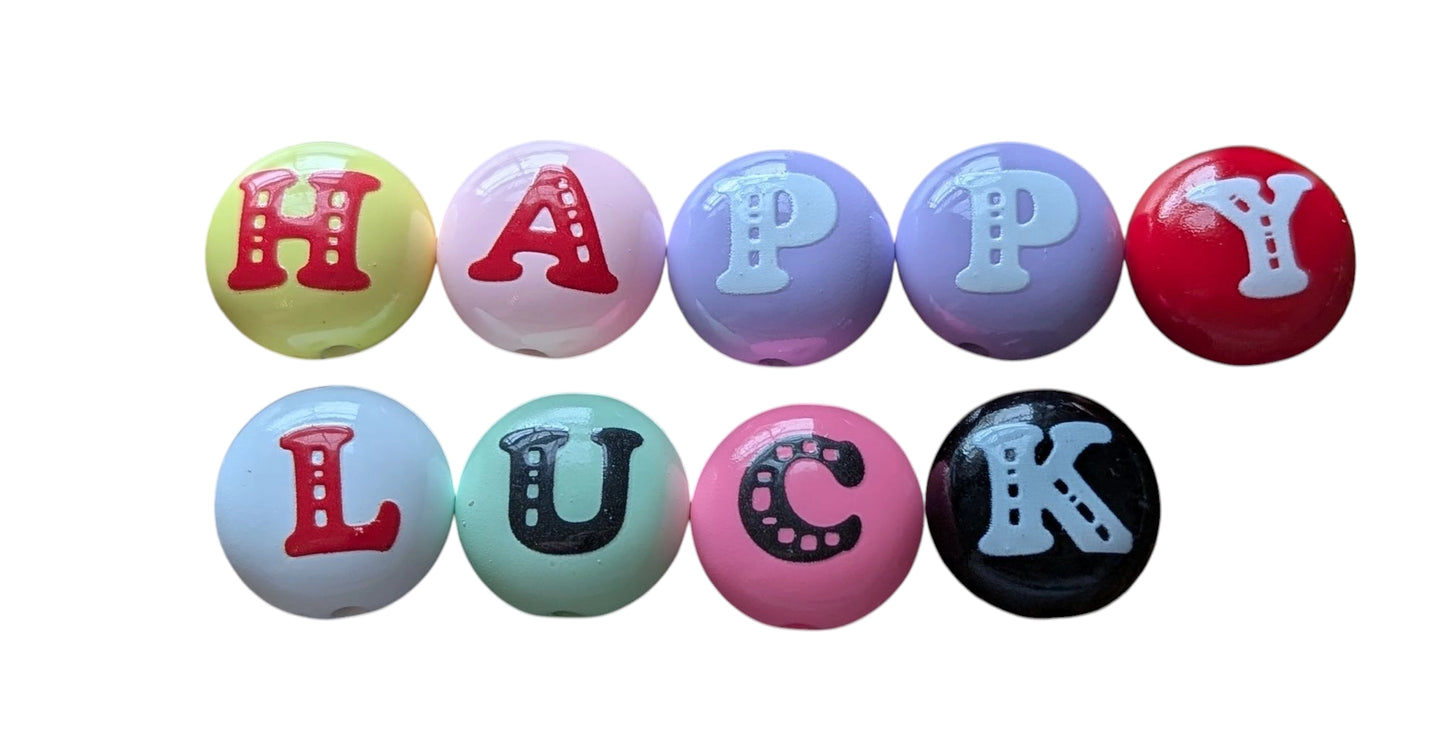 Happy/Luck Acrylic Beads