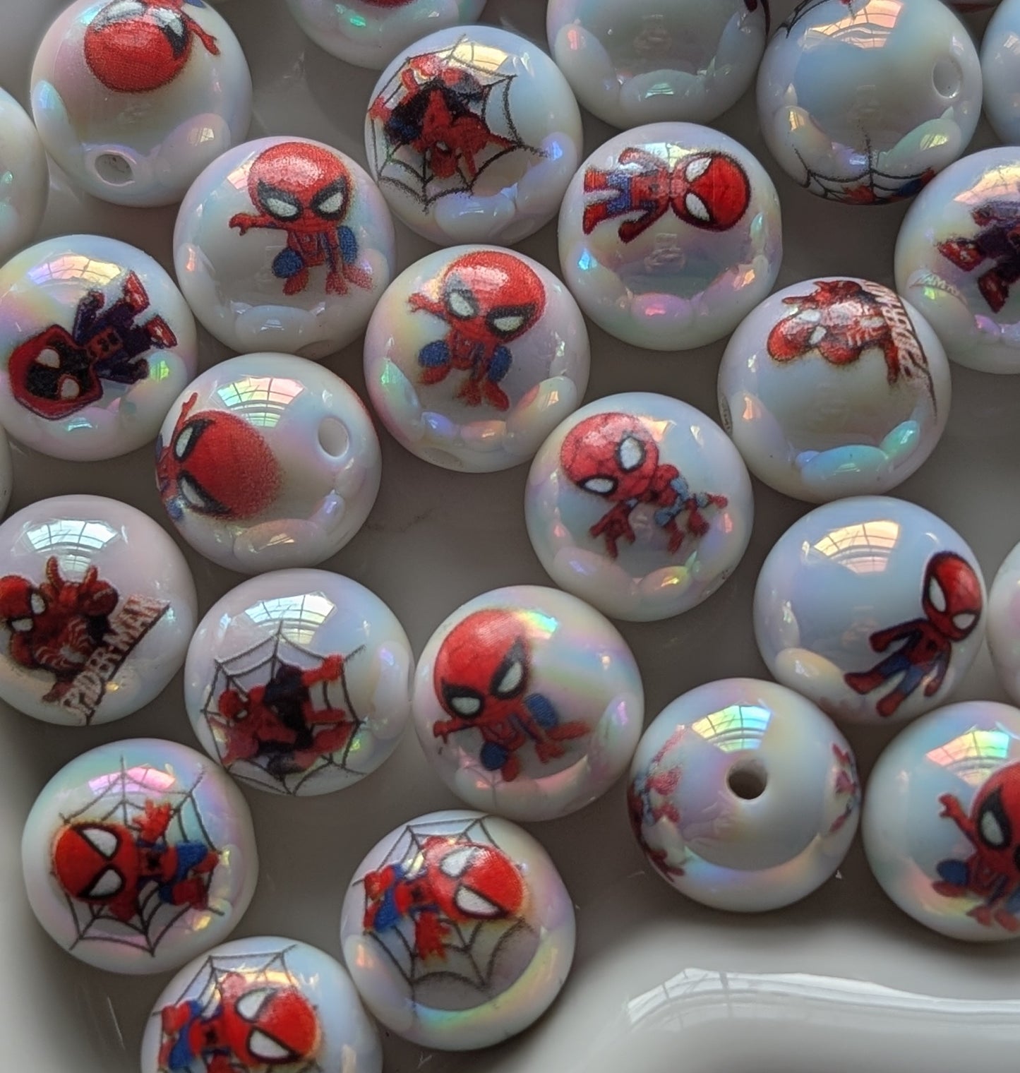 Acrylic Spiderman Beads 16mm