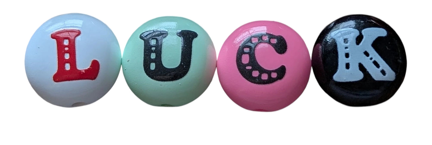 Happy/Luck Acrylic Beads