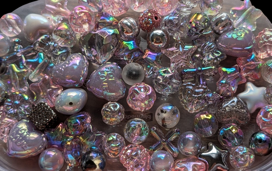Pink and Silver Acrylic Bead Mix