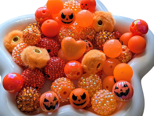 Mix for Halloween Series Orange Color Acrylic Beads, 10-20MM, Random Mix