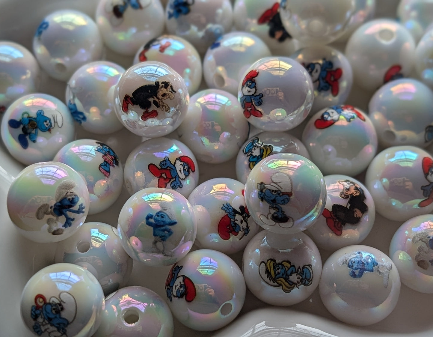 Acrylic Smurf Beads 16mm