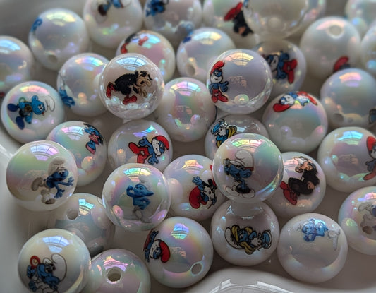 Acrylic Smurf Beads 16mm