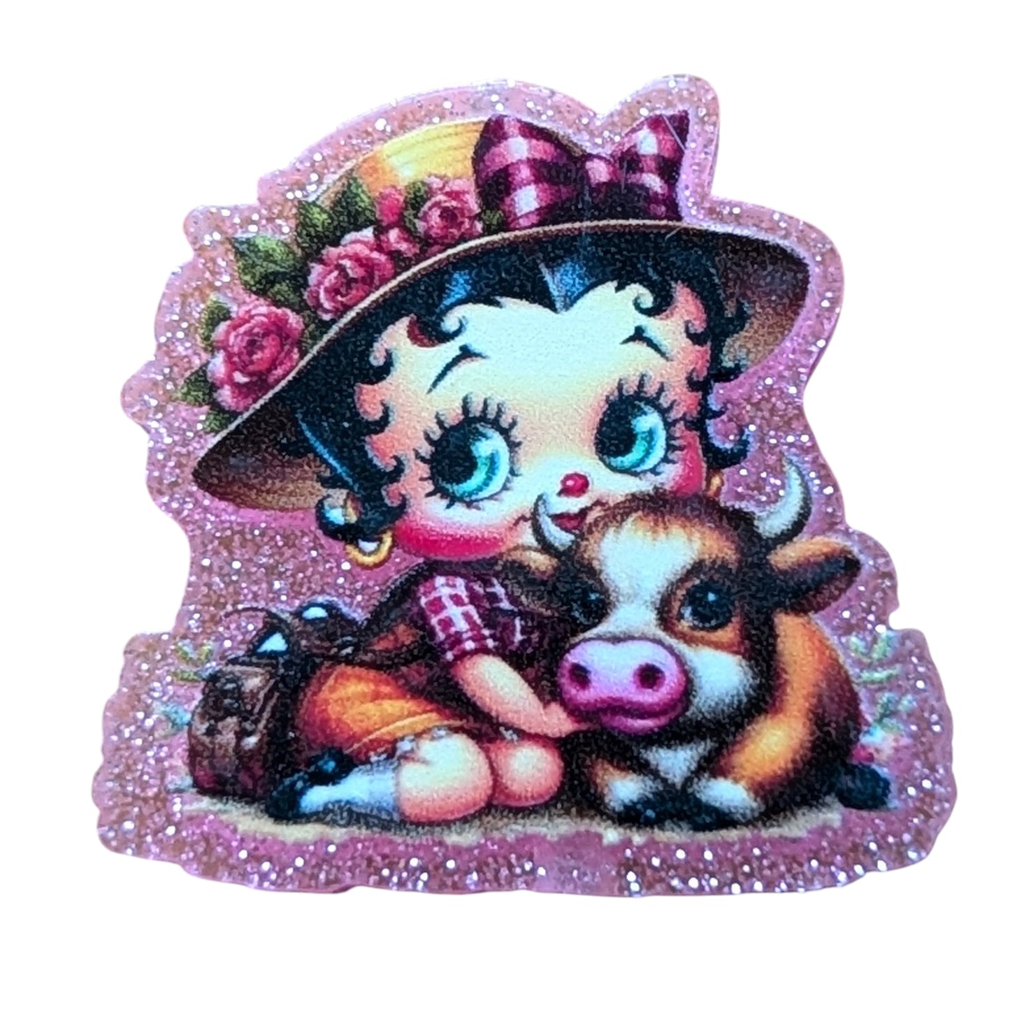 Acrylic Betty Boop with cow