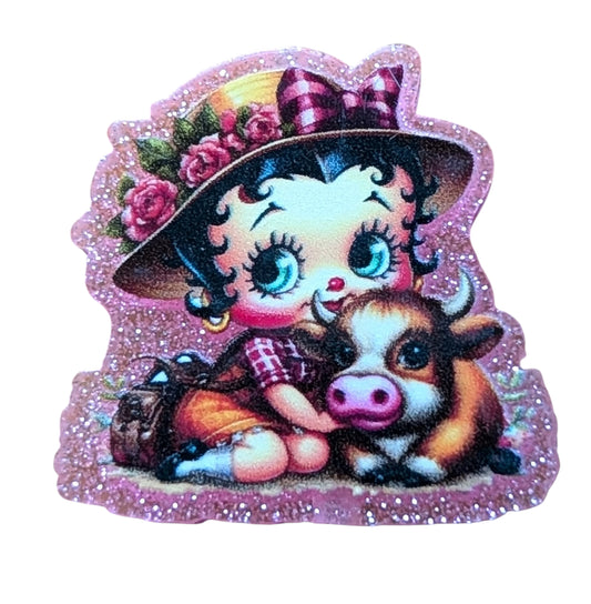 Acrylic Betty Boop with cow