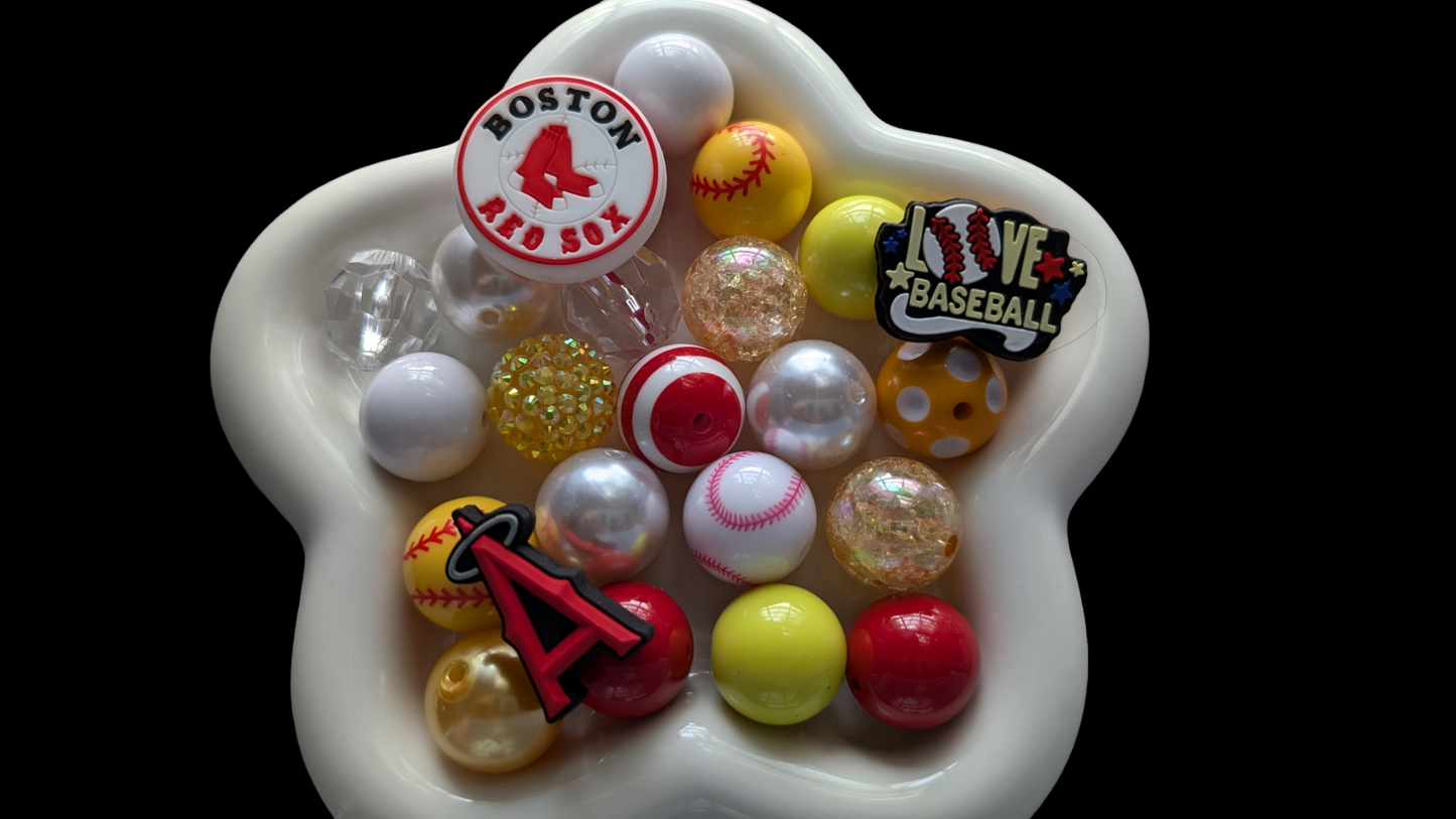 Baseball Acrylic Bead Mix