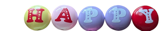 Happy/Luck Acrylic Beads
